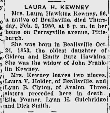 Laura Hawkings Kewney obit